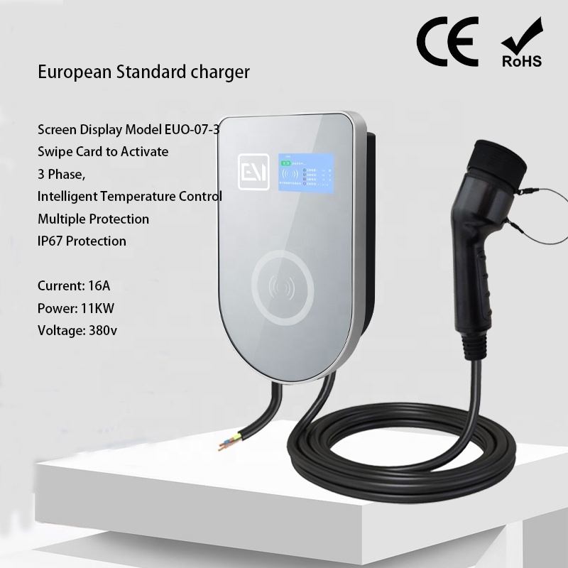 Wall-mounted and column-type customized type swipe-card-activated charging piles saving energy ZR-EUO07-1/2/3/4 IP67 protection