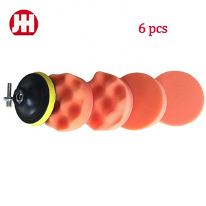 6 pcs Car Polishing and Waxing Pad Set M10 M14 Drill Adapter sponge polisher waxing pads buffing cleaning set