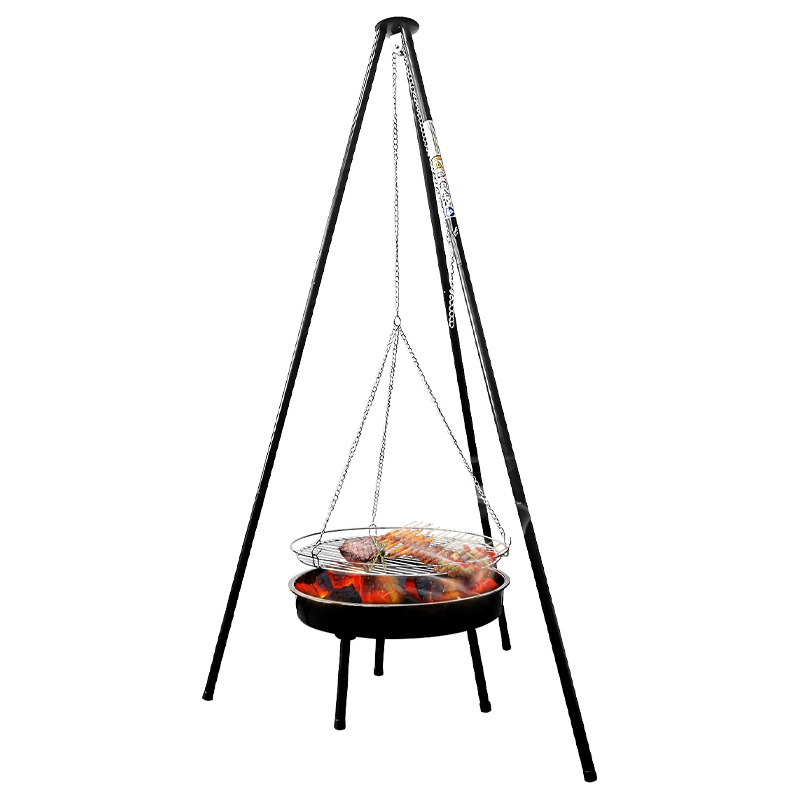 Garden charcoal grill camping hanging tripod fire pit bbq grill