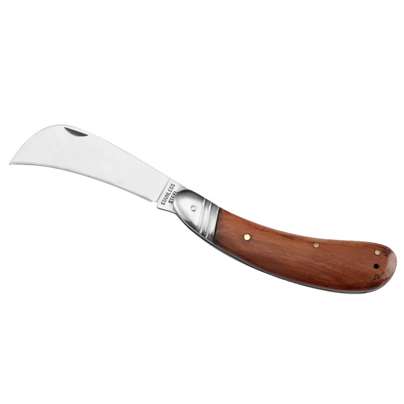 Stainless Steel Mushroom Knife Rose Wood Handle Sickle Pocket Electrician Folding Knife Grafting