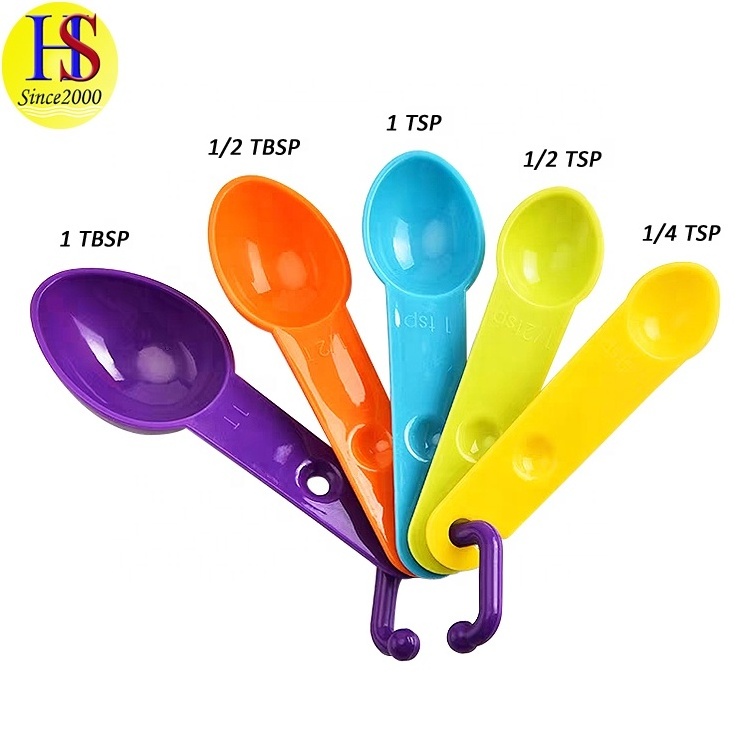 9-Piece Colorful Plastic Stacked Oil Milk Water Measuring Cups and Spoon Set for Home Baking Essential Measuring Tools