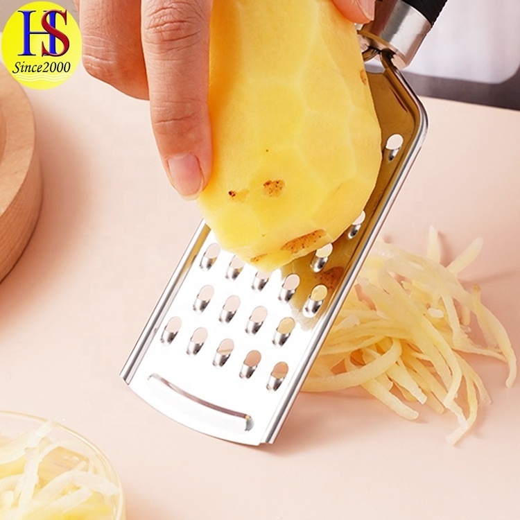 Manual Stainless Steel Coarse Carrot Potato Grater with Non-Slip Grip Handle for Kitchen