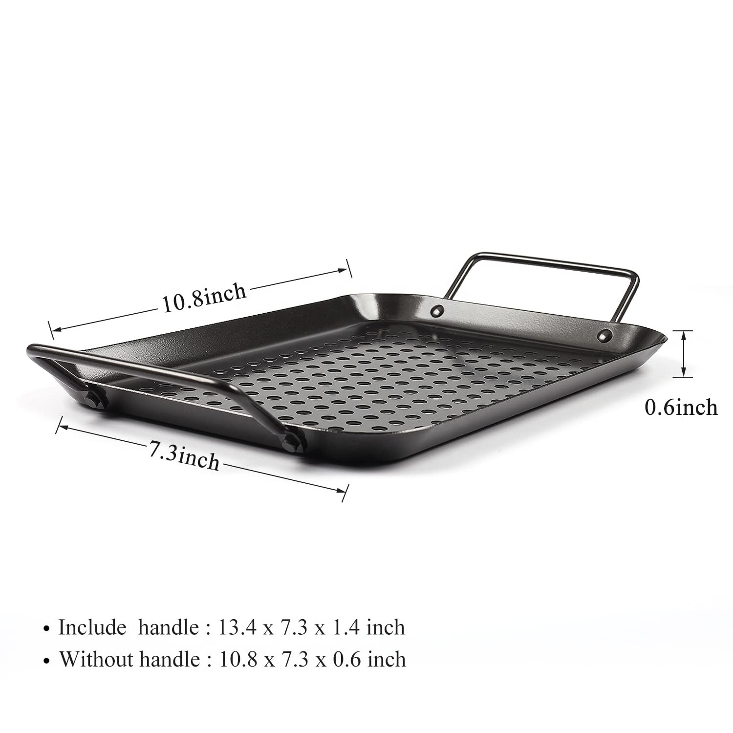 Non-Stick Grill Pan with Handle Vegetable Grill Baskets with Holes Veggie Iron Meat Fish Grill Topper Barbecue BBQ