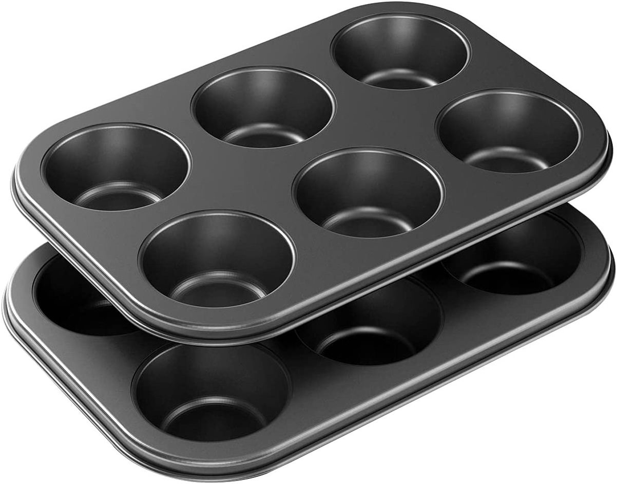 High Quality Colors Customized Non-Stick Bakeware Baking Cupcake 6 Cup Muffin Pan