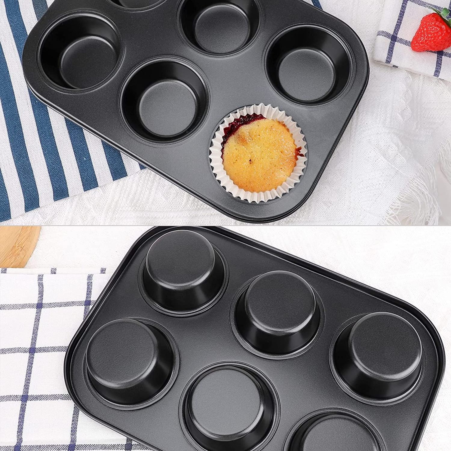 High Quality Colors Customized Non-Stick Bakeware Baking Cupcake 6 Cup Muffin Pan