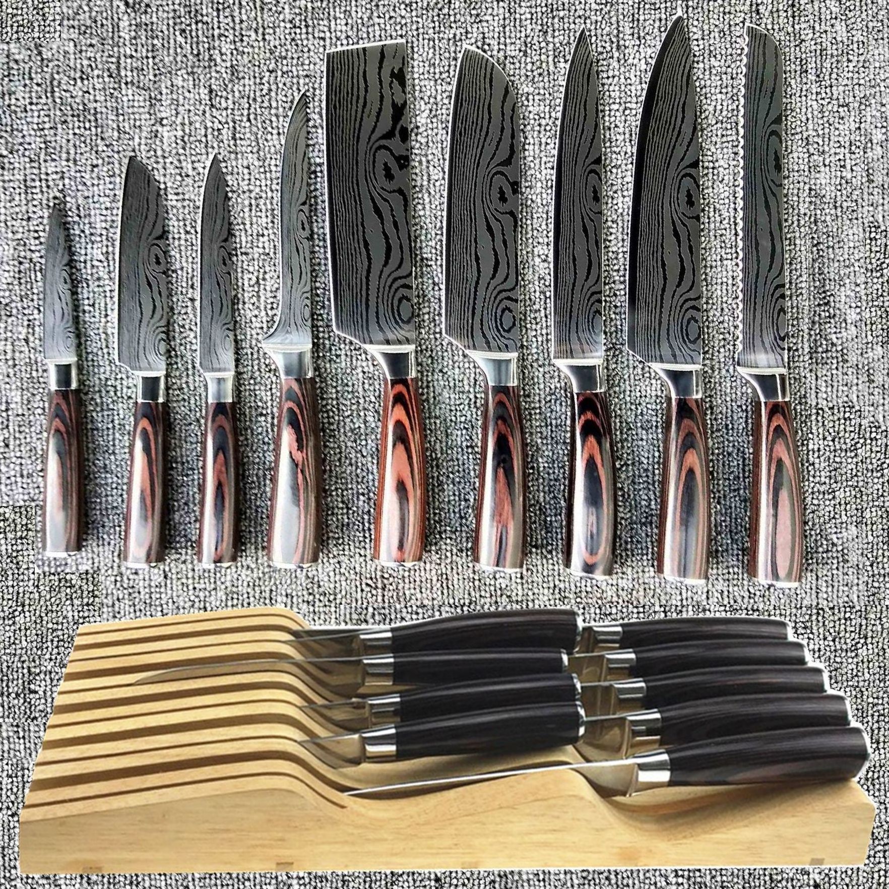 Wholesale Factory 8 Stainless Steel Cooking Tools Kitchen Gifts Chef Knife Sets Santoku Utility Paring Butcher knife set