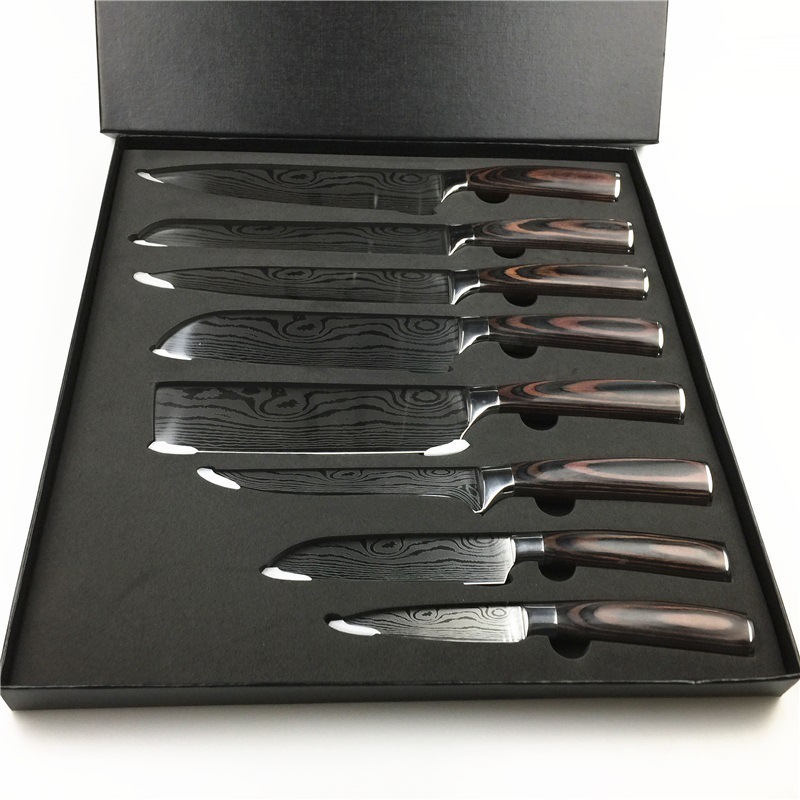 Wholesale Factory 8 Stainless Steel Cooking Tools Kitchen Gifts Chef Knife Sets Santoku Utility Paring Butcher knife set