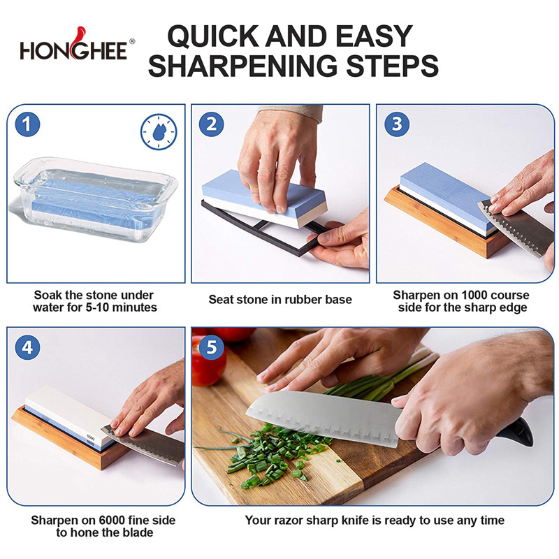 Japanese knife Water stone Double face Aluminium Oxide Whetstone 400 1000 3000 6000 8000 grit kitchen knife Sharpening Stone