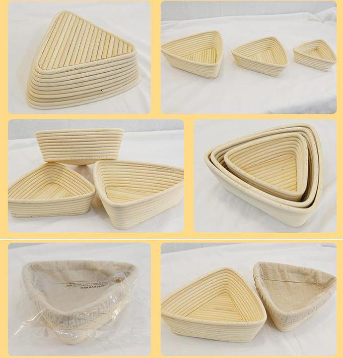 20cm Handmade Triangle Shaped Rattan Triangle Proofing Bowl Heart Shape Mixing Bowl