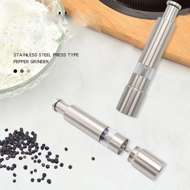 Stainless steel manual spice pepper coarse salt mini grinder press type grinder freshly ground seasoning bottle