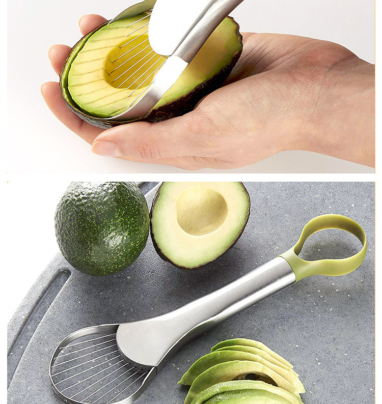 Well Made Stainless Steel Avocado Slicer and Pitter Tool 3 In 1 Avocado Slicer Tools for Pit Remover Cutter peeler