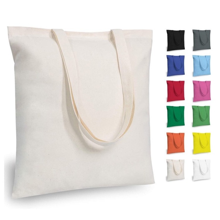 Custom Various Size Eco-Friendly Reusable Blank Cotton Canvas Shopping Tote Bag With Cotton bag Rope Handle