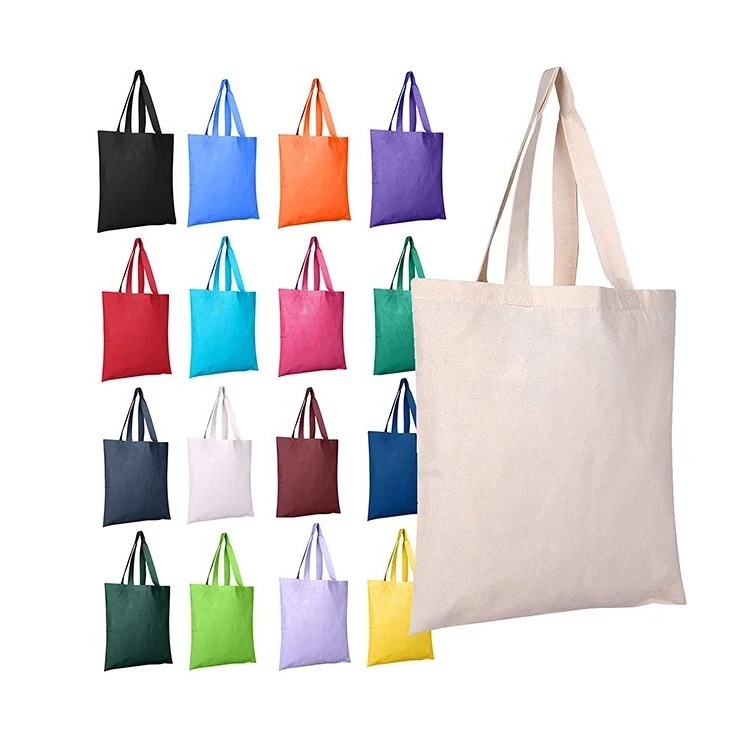 Custom Various Size Eco-Friendly Reusable Blank Cotton Canvas Shopping Tote Bag With Cotton bag Rope Handle