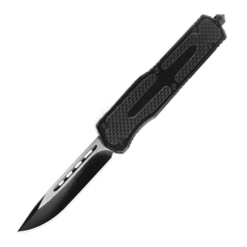 Carbon fiber handle micro tech knife multipurpose outdoor survival knife