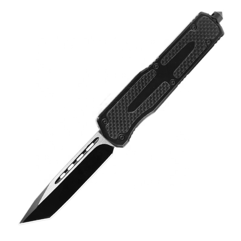 Carbon fiber handle micro tech knife multipurpose outdoor survival knife