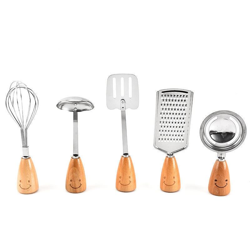 Factory Sale Cute Cooking Utensil Set DIY Baking Home Use Kitchen Utensil Set with Wood Handle