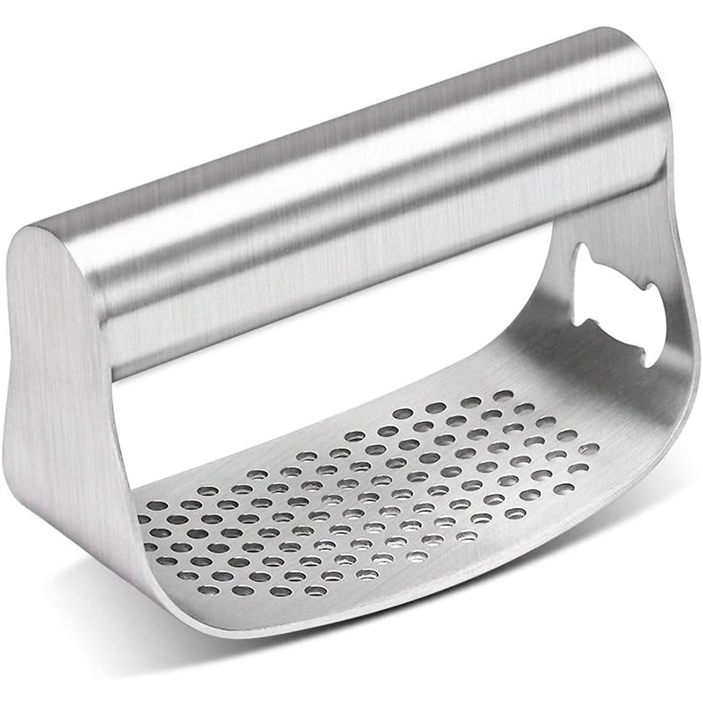 Garlic Press Rocker, Stainless Steel Garlic Crusher Chopper Mincer