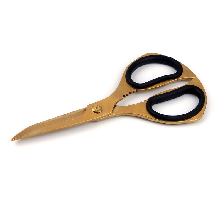 New arrival steel blade gold handle household scissors kitchen shears for meat or leather