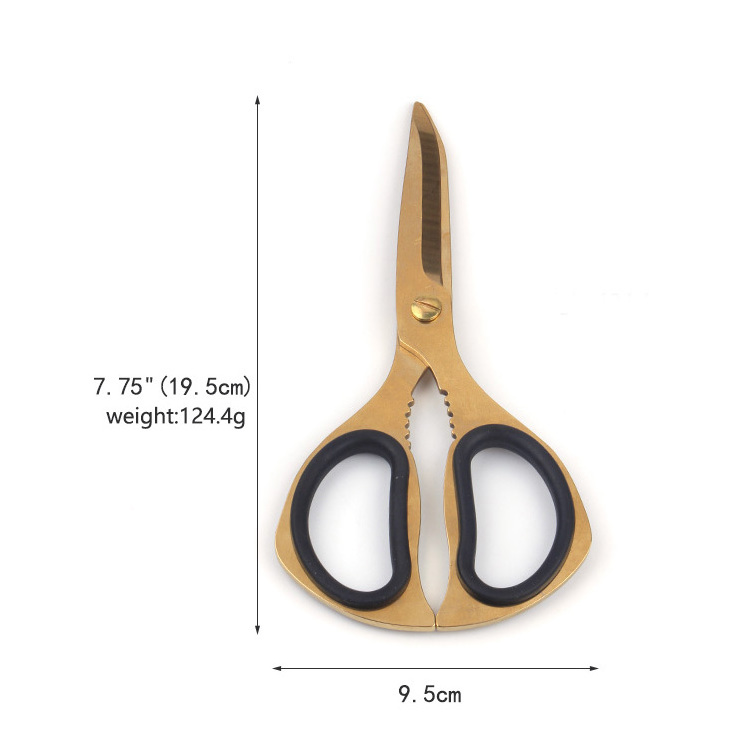 New arrival steel blade gold handle household scissors kitchen shears for meat or leather