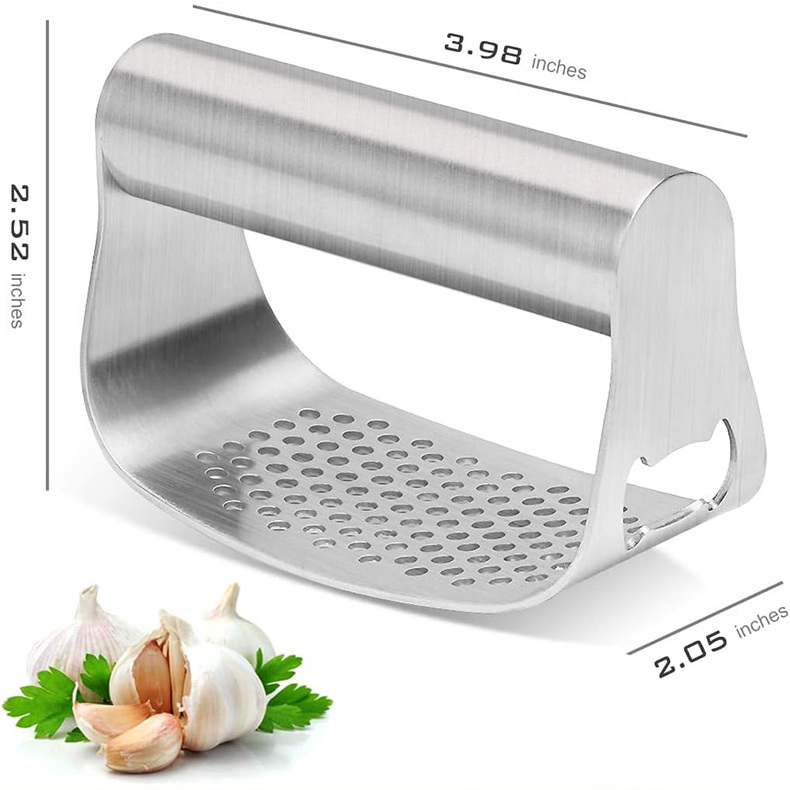 Garlic Press Rocker, Stainless Steel Garlic Crusher Chopper Mincer