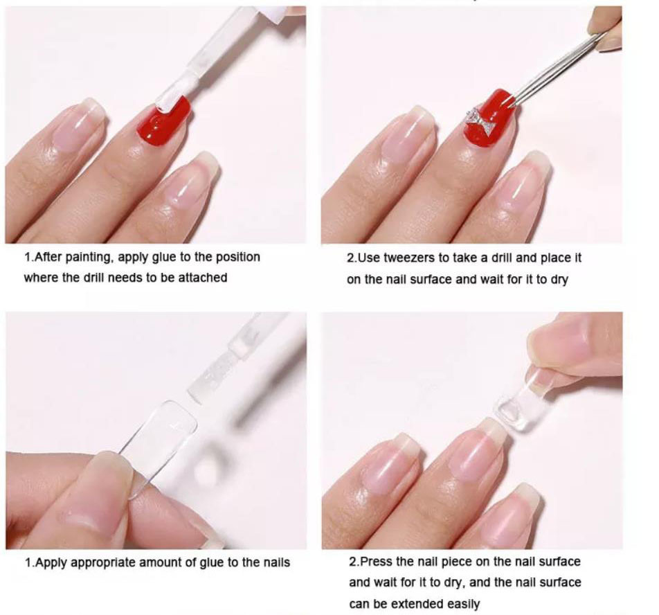 Wholesale 10g custom pink manicure glue with brush on finger nail glue for nail salon