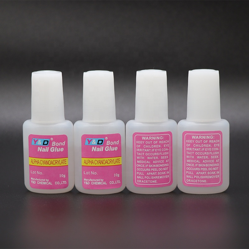 Wholesale 10g custom pink manicure glue with brush on finger nail glue for nail salon