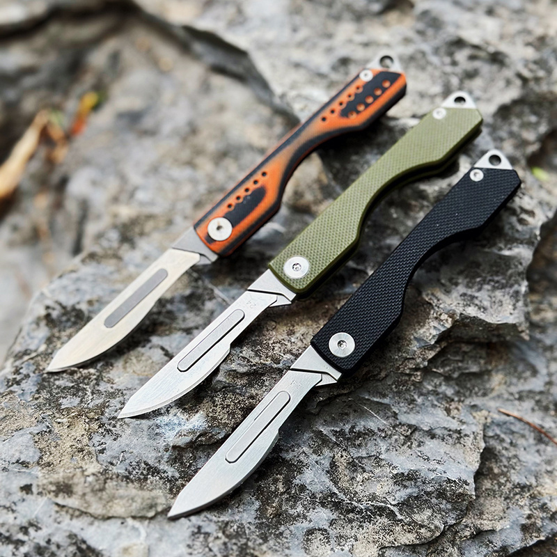 G10 handle EDC utility knife outdoor camping replaceable blade knife sharp pocket knife