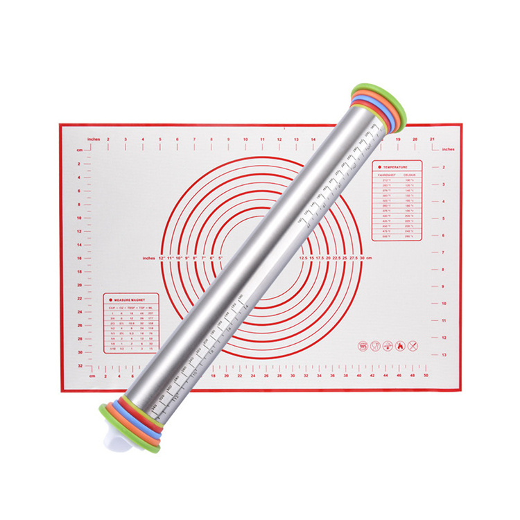 Factory Wholesale Rolling Stick With Removable Thickness Rings Adjustable Stainless Steel Rolling Pin