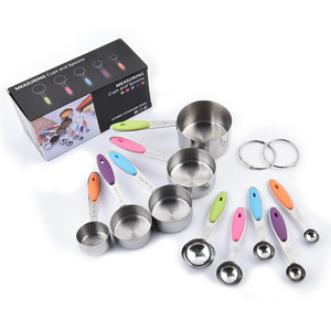 Silicone Handle Measuring Cup 10 Pieces Colorful Stainless Steel Handle Measuring Cup Spoon