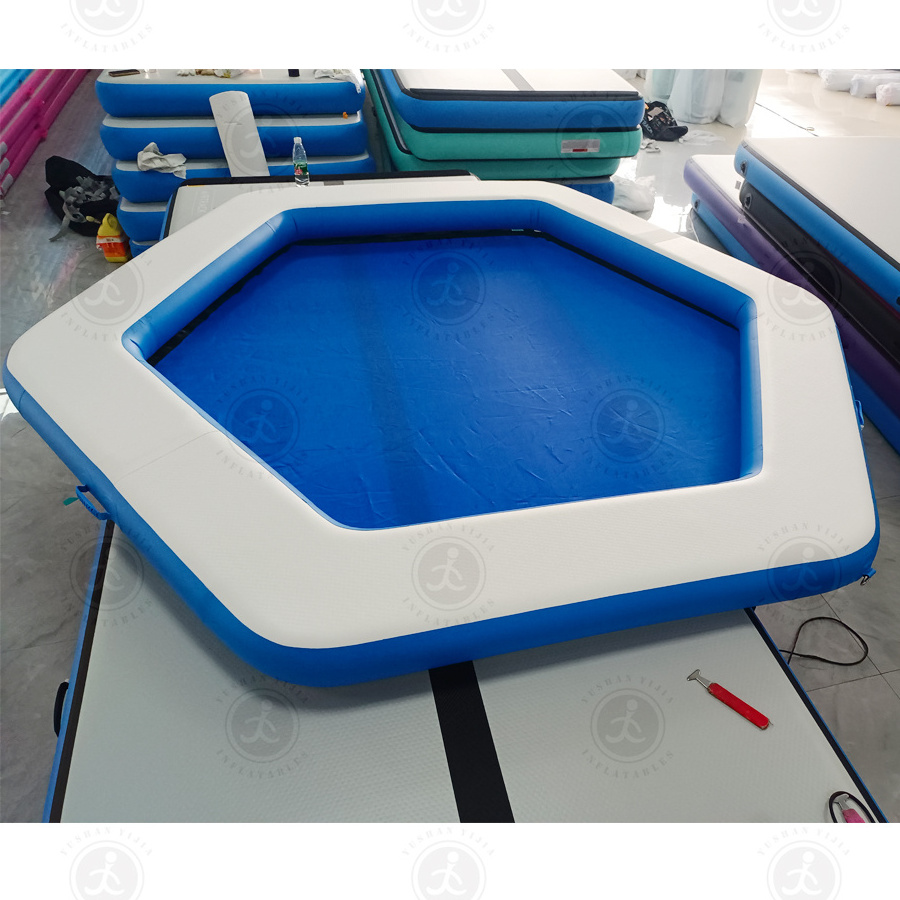 2024 New Design Summer Vacation Inflatable Hexagonal Dock Floating Platform  Water Hammock For Party