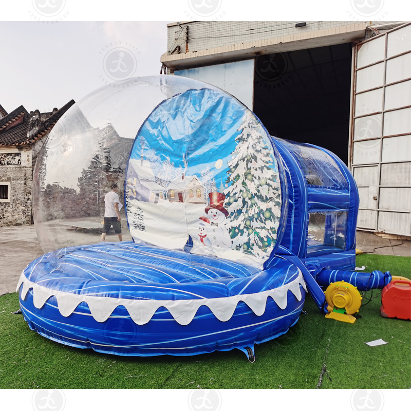 Wholesale Customized Outdoor Decoration Christmas Inflatable Snow Globe With Blowing Snow Photo Booth For Sale