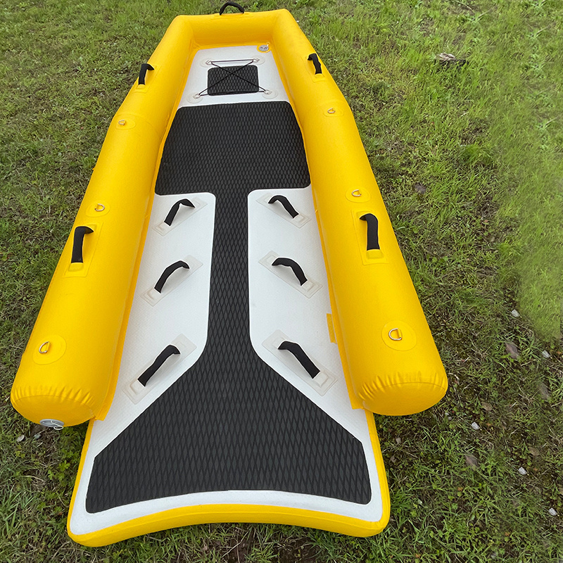 Oem Yellow Lightweight Drop Stitch Fabric Inflatable Small Short Lifeguard Rescue Board Sled For Jet Ski With Accessories