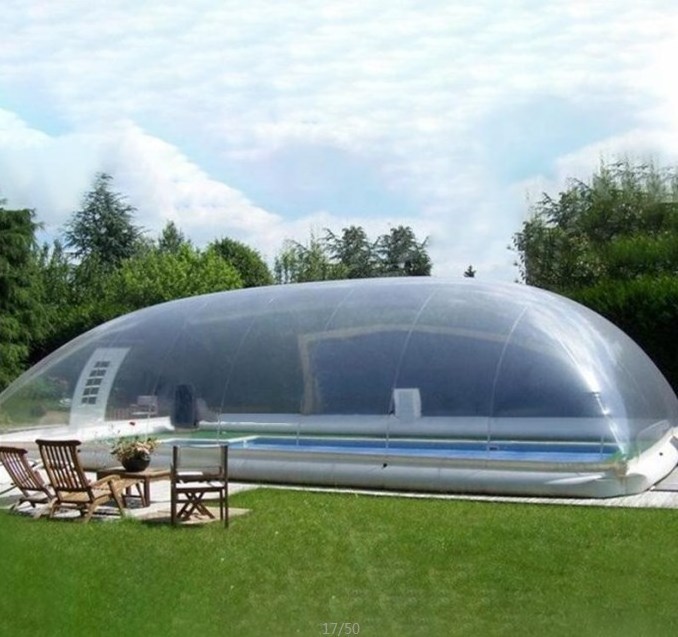 Clear   Pvc Transparent Inflatable Pool Dome / Waterproof Swimming Pool Cover