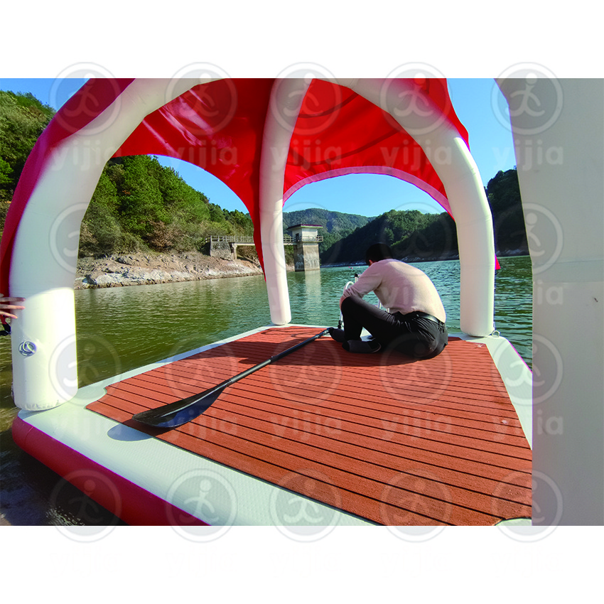 Hot-selling inflatable platform on water floating leisure platform with tent inflatable fishing floating island inflatable dock