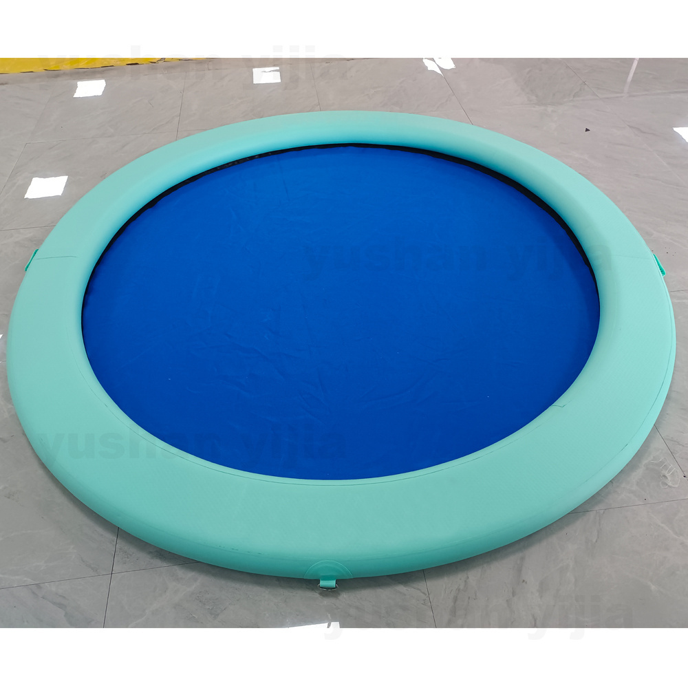 8ft Round Inflatable Water Hammock Floating Platform Swimming Pool Mat With Mesh Dog Ramp