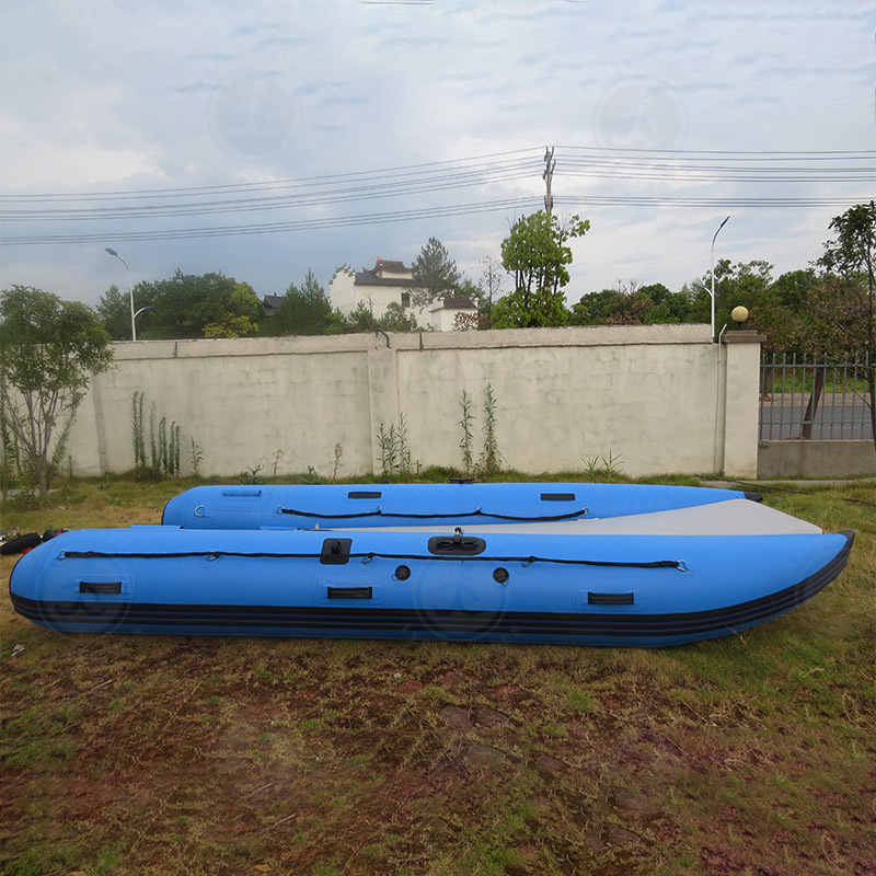 Blue and Grey Inflatable Catamaran Inflatable Boat Dinghy Mini Cat Boat