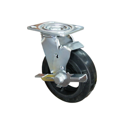 6"x2" Heavy Duty Caster Wheels Industrial Caster, Rubber Tread Wheel Cast Iron Core Castor Wheels for Cart Furniture Workbench