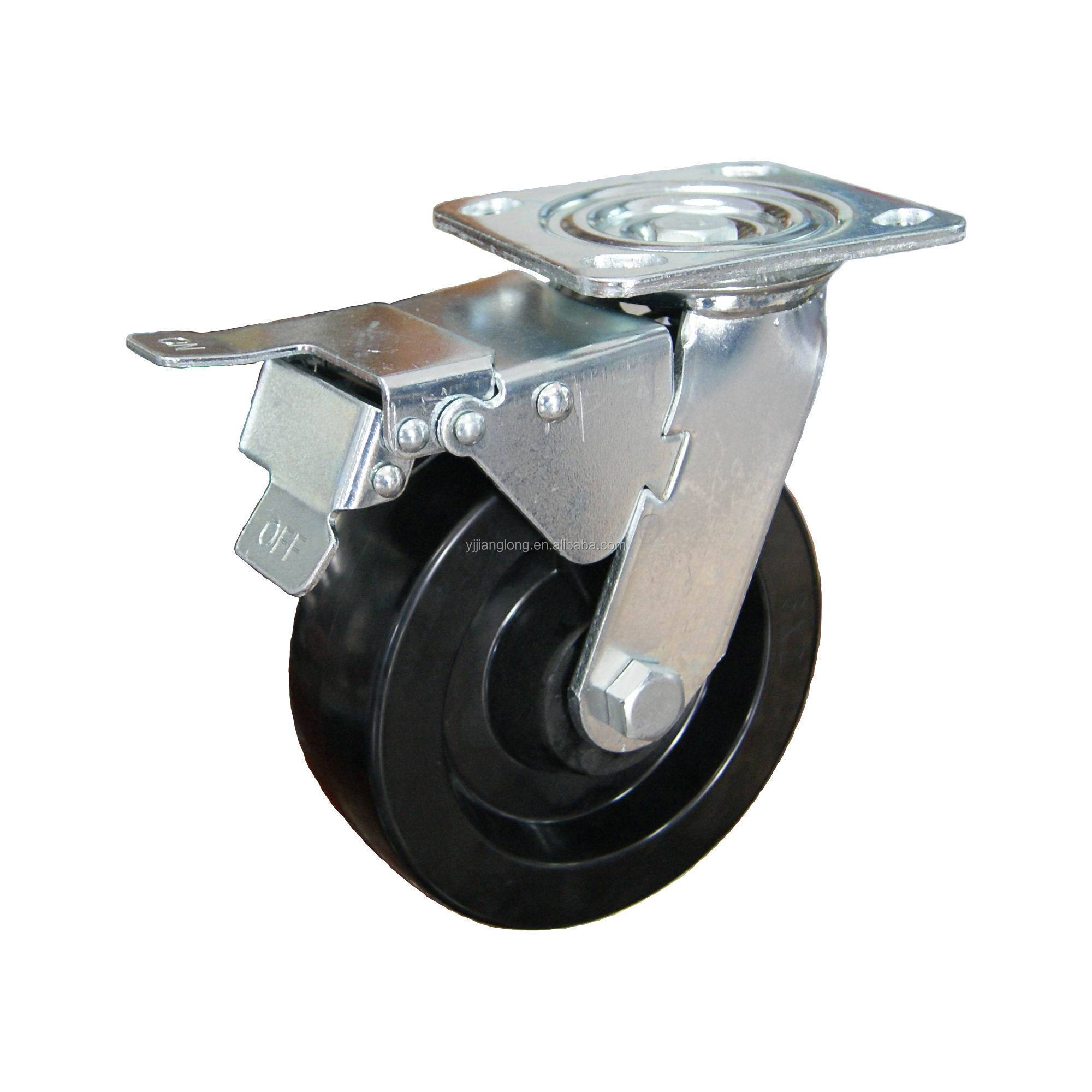 Phenolic High Temperature Caster Wheel With Swivel Plate Directional Lock Brake