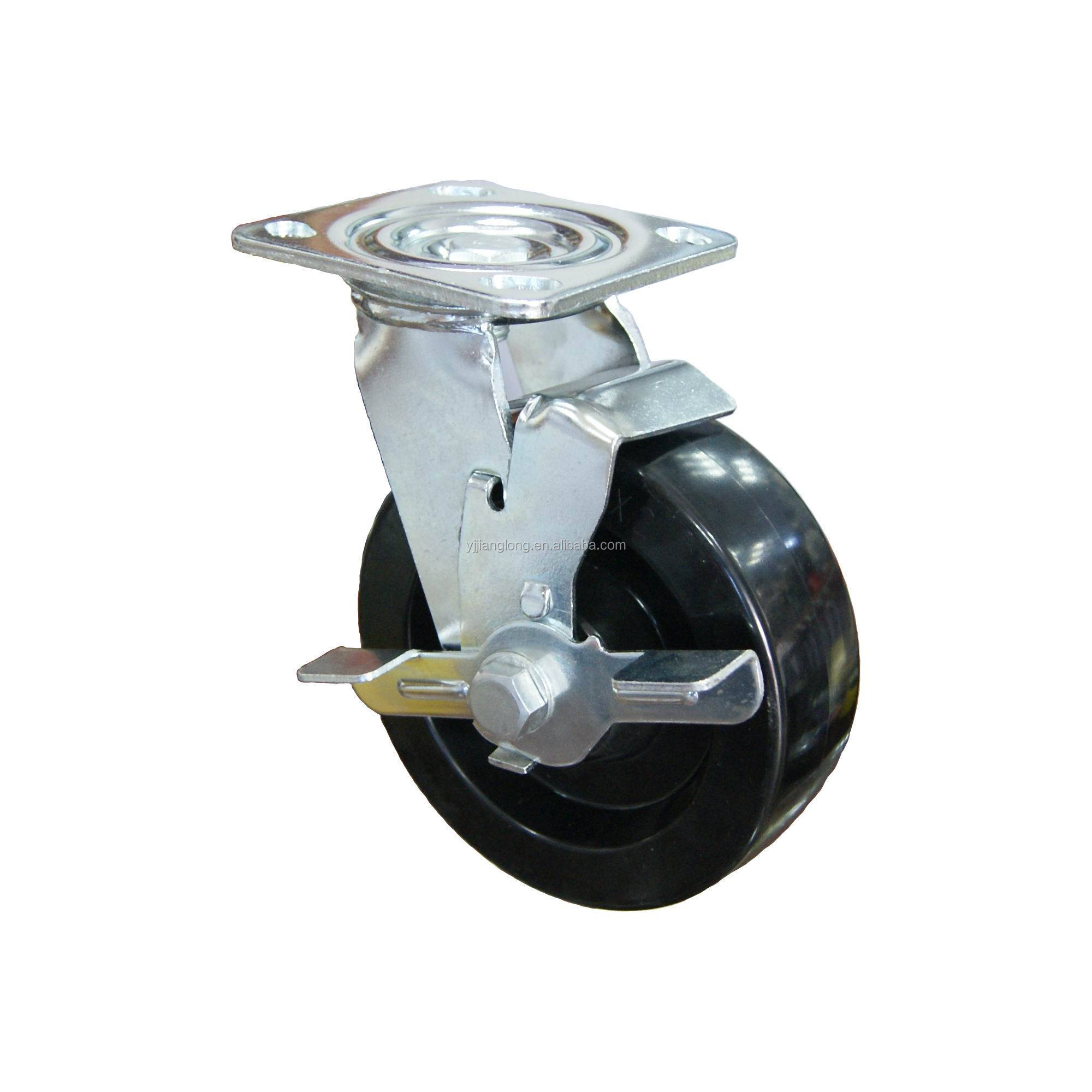 Phenolic High Temperature Caster Wheel With Swivel Plate Directional Lock Brake