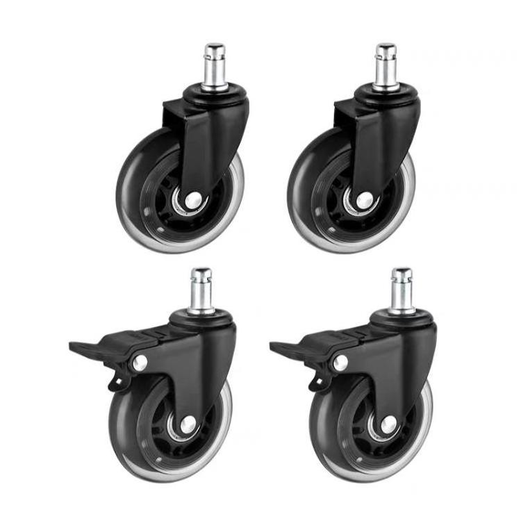 Removable Soft Safe Swivel PU Silent Office Chair Castor Replacement insert Caster Wheels for chairs, tables, furniture, Trolley