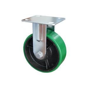 Heavy duty PU cast iron trolley rigid and swivel caster for industrial equipment