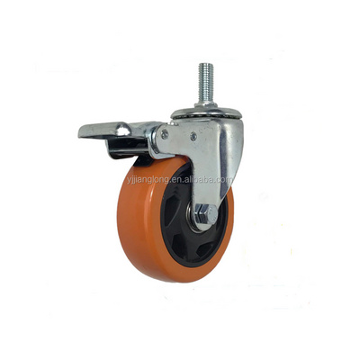 4 inch Caster with threaded stem swivel caster with brake