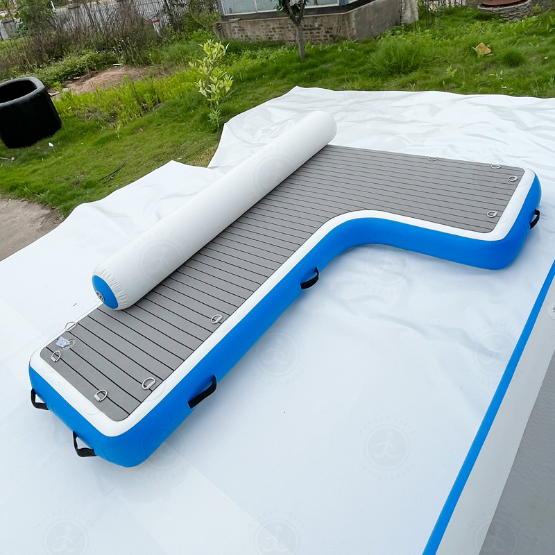 Foldable Tanning Pool Lounger Inflatable Floating Platform Inflatable Floating Dock for Leisure