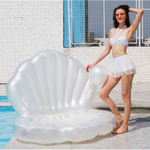 Manufacturing Beautiful White Shell Shape Floating Bed Inflatable Swimming Pool Floats Inflatable Floating Row