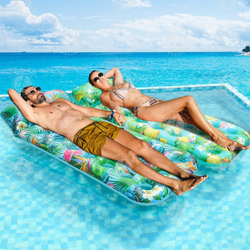 Inflatable Pool Floats Raft Adult Size with Headrest  Large Cooling Contour Lounger Floating Mat for Summer Party Float