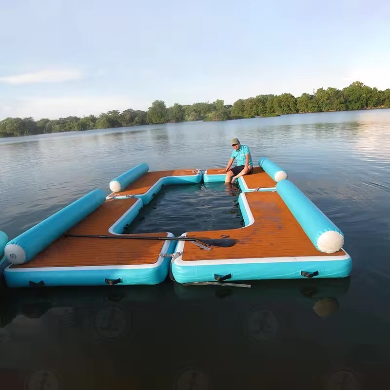 Foldable Tanning Pool Lounger Inflatable Floating Platform Inflatable Floating Dock for Leisure