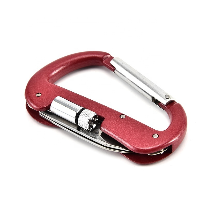 Aluminum Handle Stainless Steel 3-in-1 multi tool   knife multi function Carabiner tool With LED Light