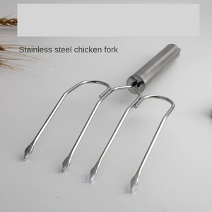 2023 Durable Kitchen 430 Stainless-steel Bbq Grill Rotisserie Meat Fork Turkey Chicken Lifter Fork Bbq Fork