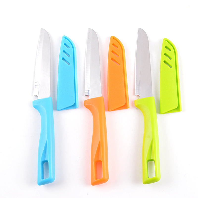 Cheap Fruit Knife with Sheath Paring Knives Peeling Knives Vegetable Cutter Stainless Steel with PP Sheath for Home Use Metal