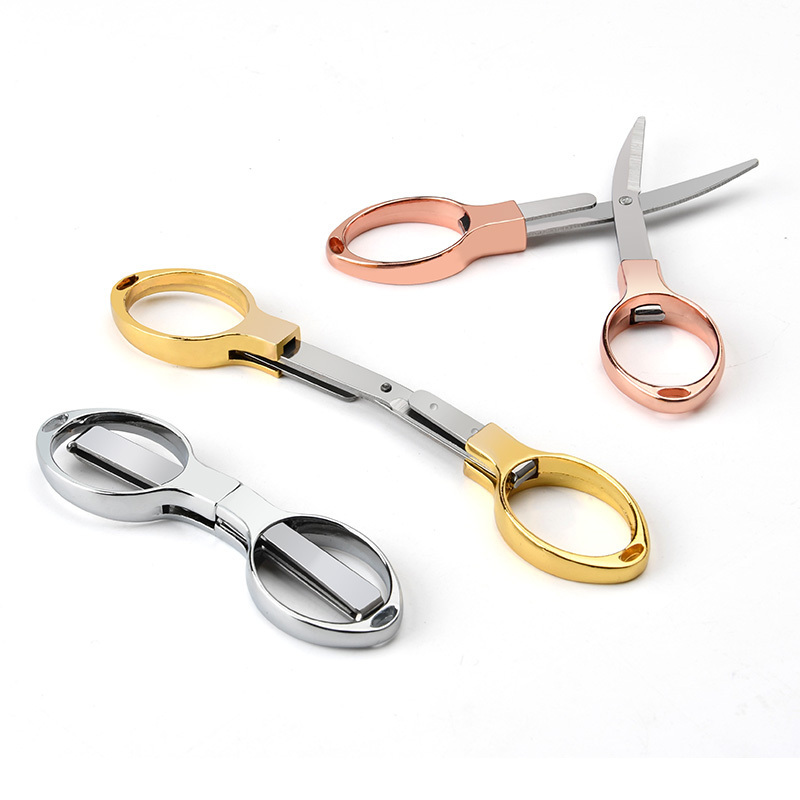 Small Folding Scissors Portable Mini Scissors Stainless Steel Stretch Travelling Cutting Tool